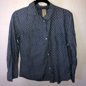 Blue and White Polka Dot Flannel